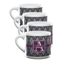 Knit Argyle Double Shot Espresso Cups - Set of 4 (Personalized)