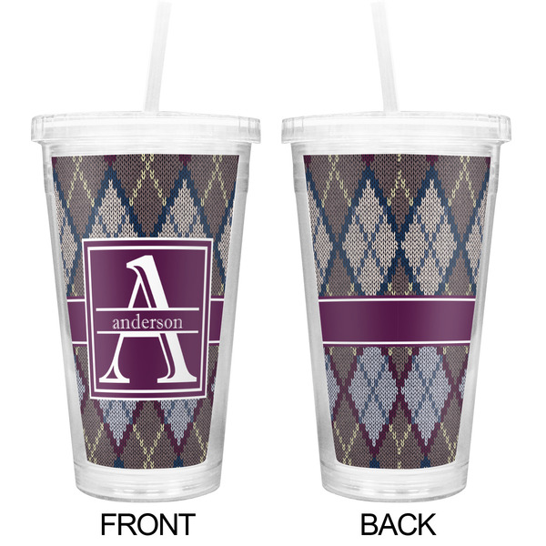 Knit Argyle Double Wall Tumbler with Straw - Approval