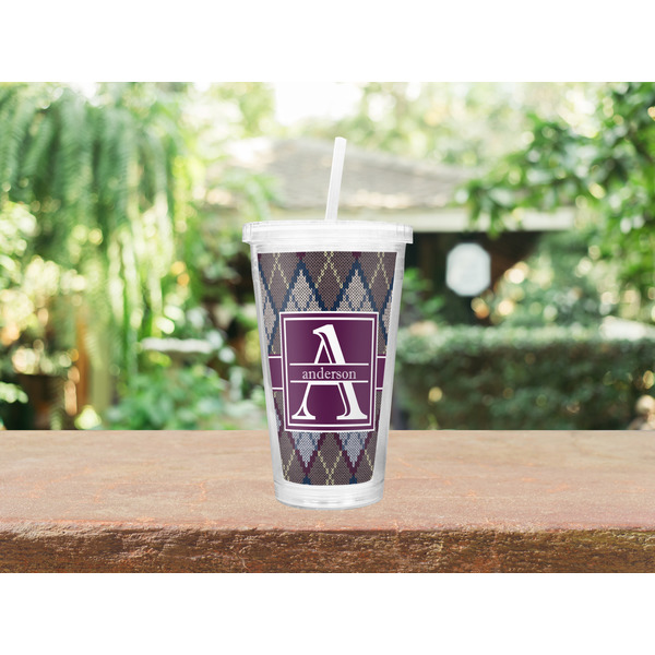 Knit Argyle Double Wall Tumbler with Straw Lifestyle