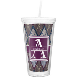 Knit Argyle Double Wall Tumbler with Straw (Personalized)