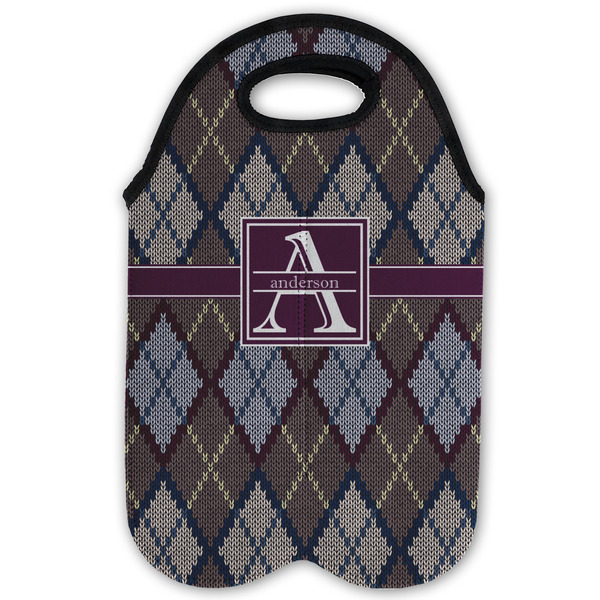 Knit Argyle Double Wine Tote - Flat (new)