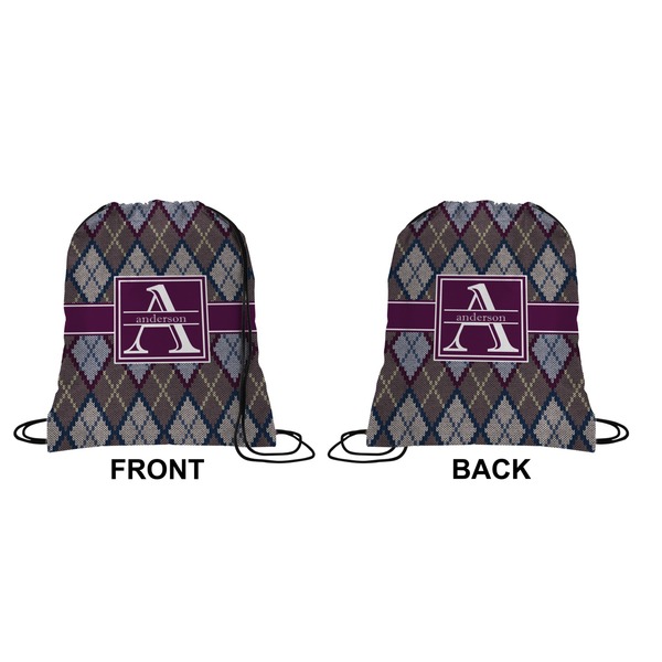 Knit Argyle Drawstring Backpack Front & Back Small
