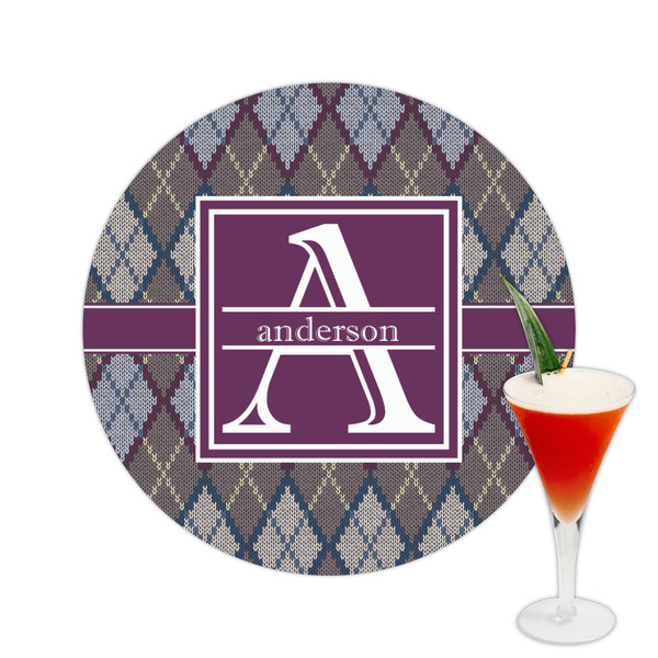 Custom Knit Argyle Printed Drink Topper -  2.5" (Personalized)