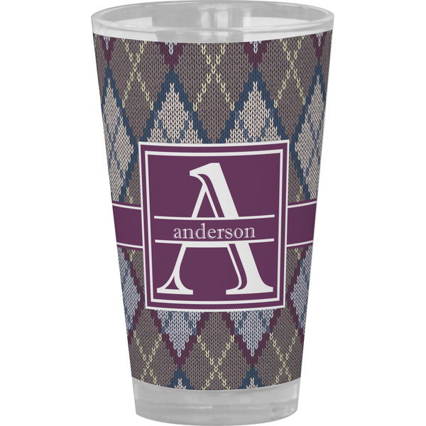 Custom Knit Argyle Pint Glass - Full Color (Personalized)