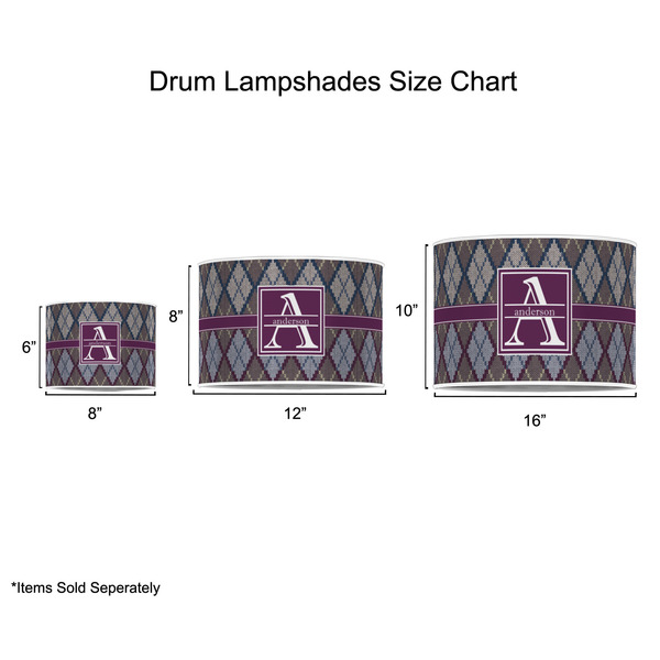 Knit Argyle Drum Lampshades - Sizing Chart