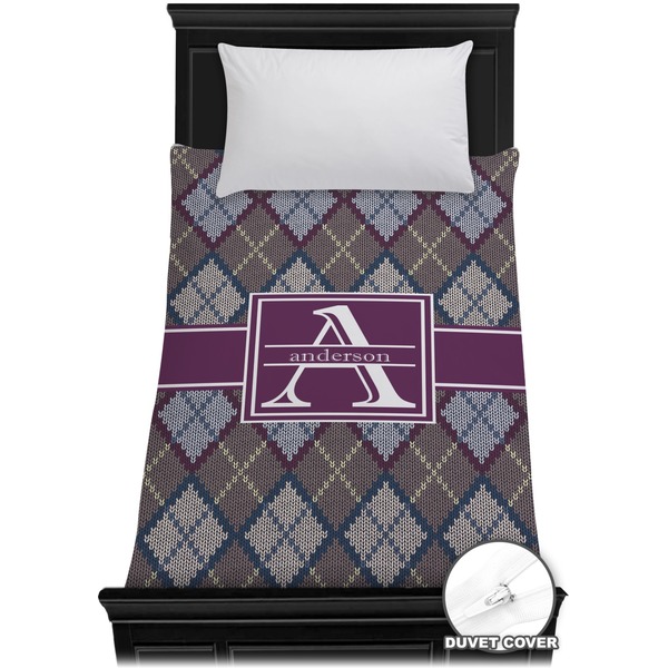 Custom Knit Argyle Duvet Cover - Twin (Personalized)