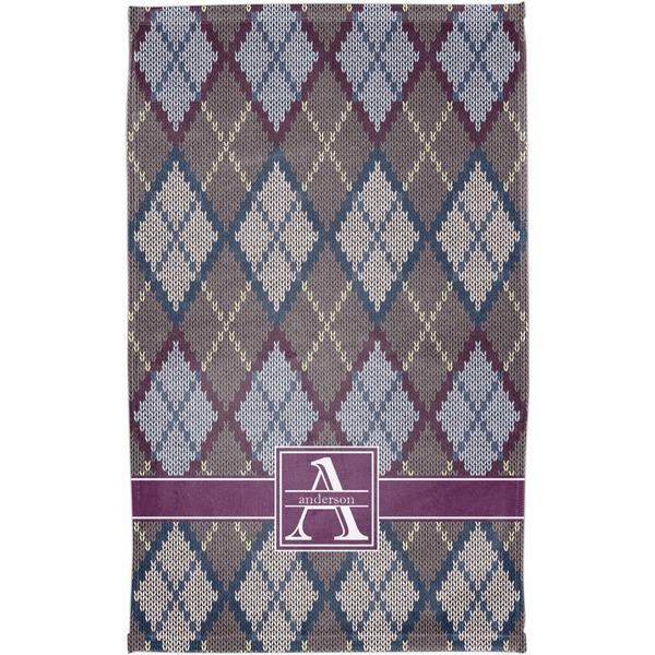 Knit Argyle Finger Tip Towel - Full View