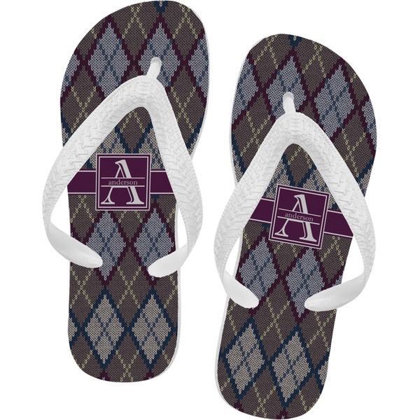 Custom Knit Argyle Flip Flops - Large (Personalized)