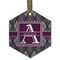 Knit Argyle Frosted Glass Ornament - Hexagon