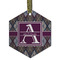 Knit Argyle Flat Glass Ornament - Hexagon w/ Name and Initial