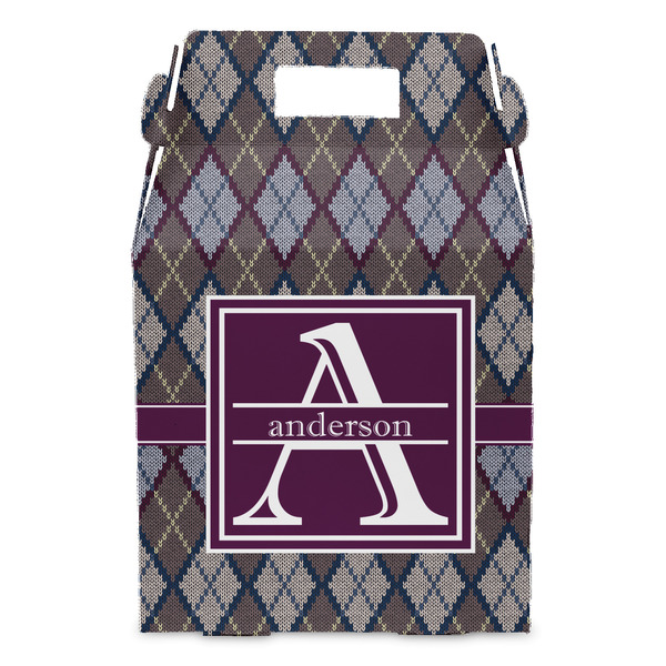 Knit Argyle Gable Favor Box - Front