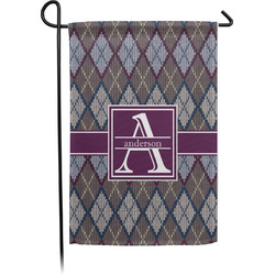 Knit Argyle Small Garden Flag - Single Sided w/ Name and Initial