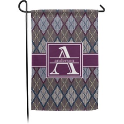 Knit Argyle Small Garden Flag - Double Sided w/ Name and Initial