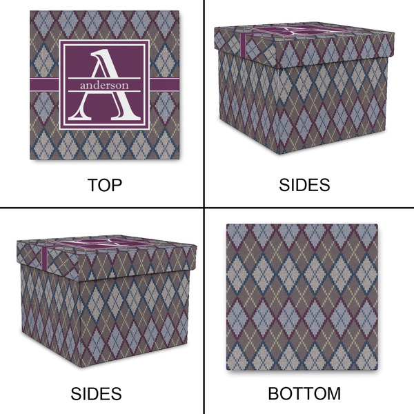 Knit Argyle Gift Boxes with Lid - Canvas Wrapped - Large - Approval