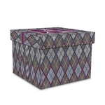 Knit Argyle Gift Box with Lid - Canvas Wrapped - Medium (Personalized)