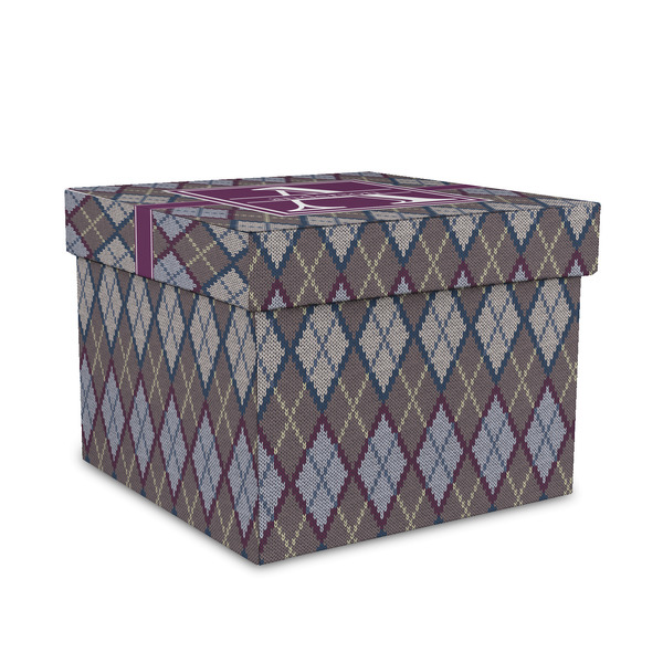 Custom Knit Argyle Gift Box with Lid - Canvas Wrapped - Medium (Personalized)