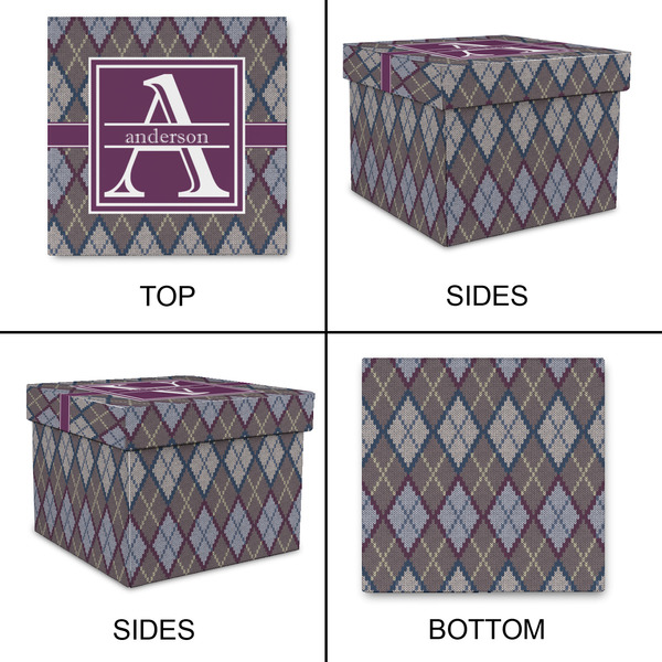 Knit Argyle Gift Boxes with Lid - Canvas Wrapped - Small - Approval