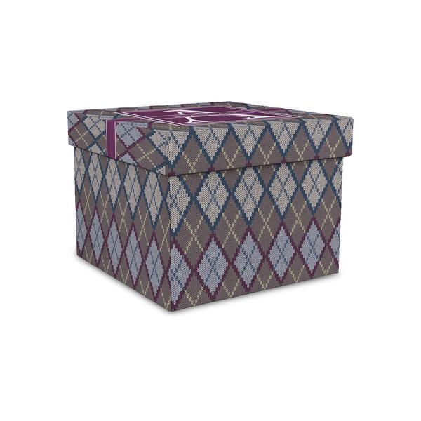 Custom Knit Argyle Gift Box with Lid - Canvas Wrapped - Small (Personalized)