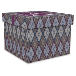 Knit Argyle Gift Box with Lid - Canvas Wrapped - XX-Large (Personalized)