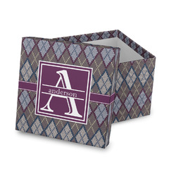 Knit Argyle Gift Box with Lid - Canvas Wrapped (Personalized)