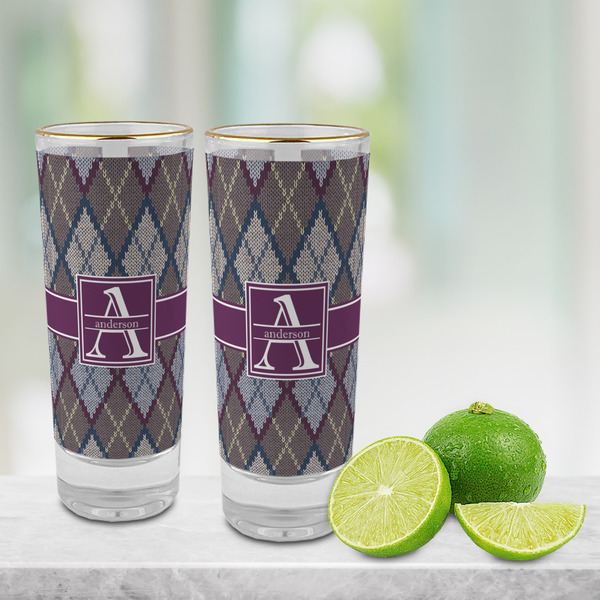 Knit Argyle Glass Shot Glass - 2 oz - LIFESTYLE