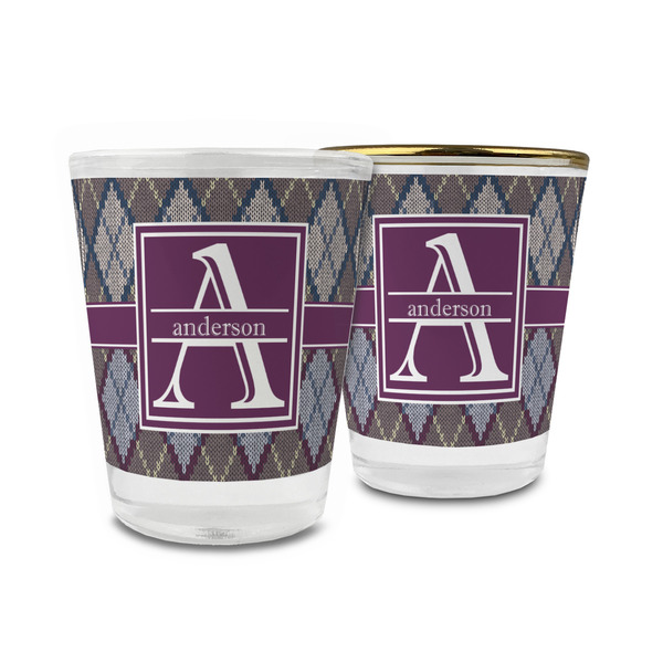 Custom Knit Argyle Glass Shot Glass - 1.5 oz (Personalized)