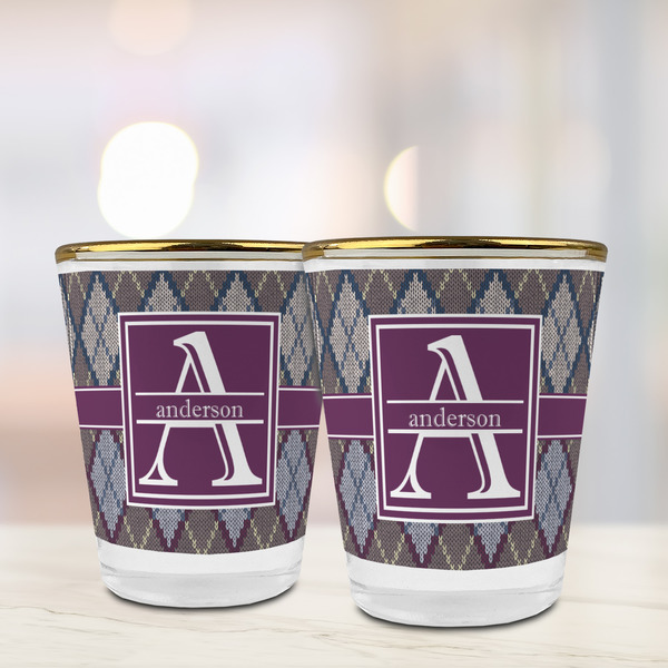 Knit Argyle Glass Shot Glass - with gold rim - LIFESTYLE