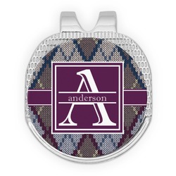 Knit Argyle Golf Ball Marker - Hat Clip - Silver