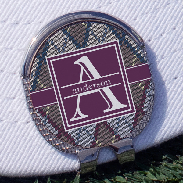 Custom Knit Argyle Golf Ball Marker - Hat Clip