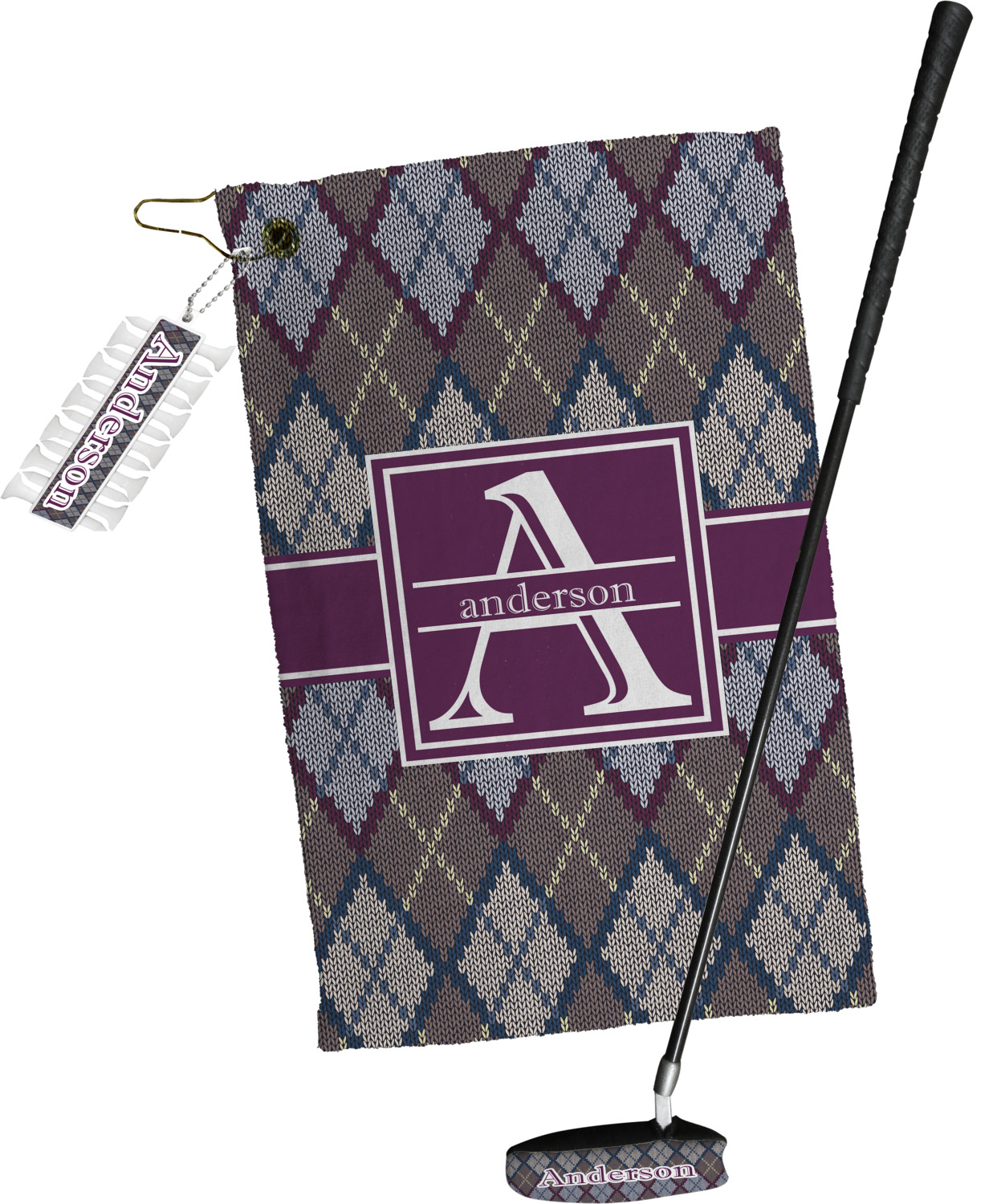 Knit Argyle Golf Towel Gift Set (Personalized) YouCustomizeIt