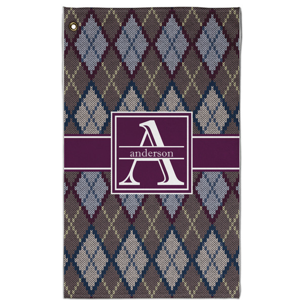 Custom Knit Argyle Golf Towel - Poly-Cotton Blend - Large w/ Name and Initial