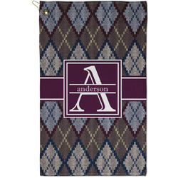 Knit Argyle Golf Towel - Poly-Cotton Blend - Small w/ Name and Initial