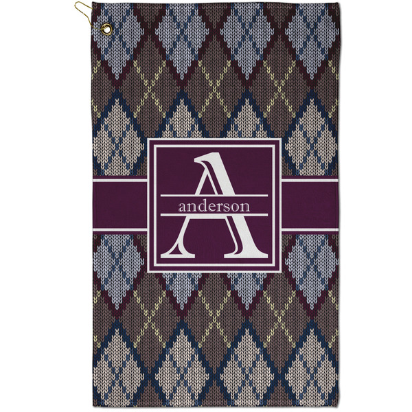 Custom Knit Argyle Golf Towel - Poly-Cotton Blend - Small w/ Name and Initial