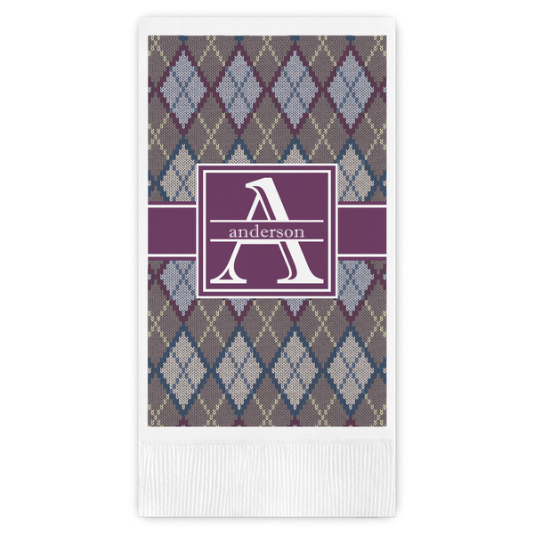Custom Knit Argyle Guest Napkins - Full Color - Embossed Edge (Personalized)