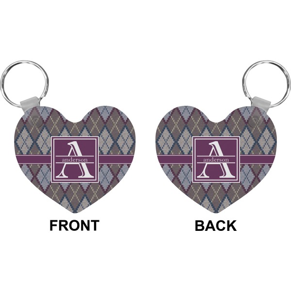 Knit Argyle Heart Keychain (Front + Back)