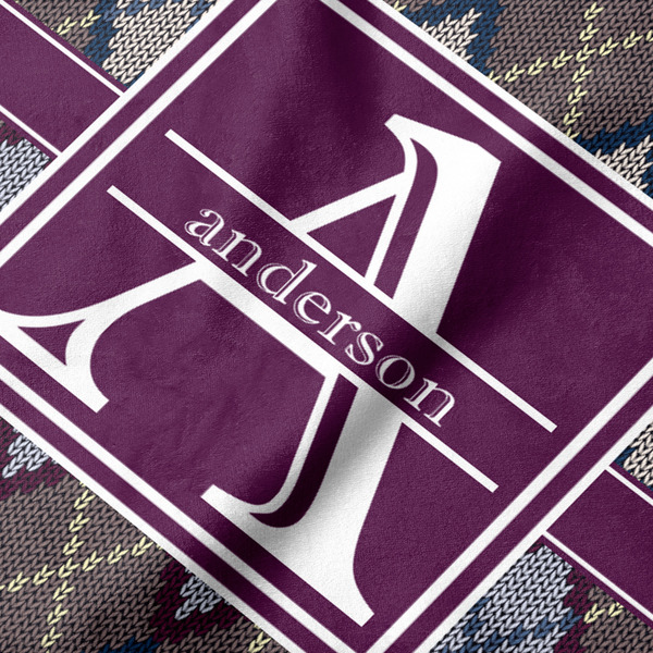 Knit Argyle Hooded Baby Towel- Detail Close Up