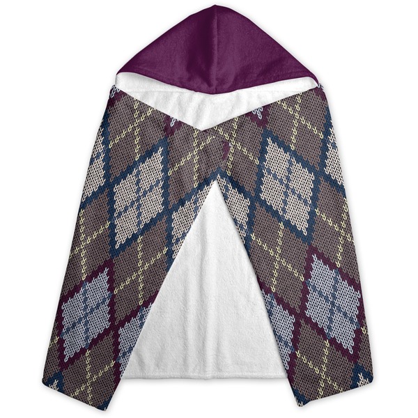 Knit Argyle Hooded Towel - Folded
