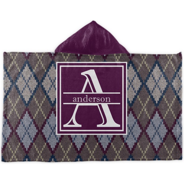 Custom Knit Argyle Kids Hooded Towel (Personalized)