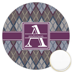 Knit Argyle Printed Cookie Topper - 3.25" (Personalized)