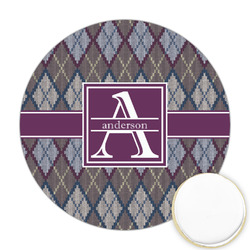 Knit Argyle Printed Cookie Topper - Round (Personalized)