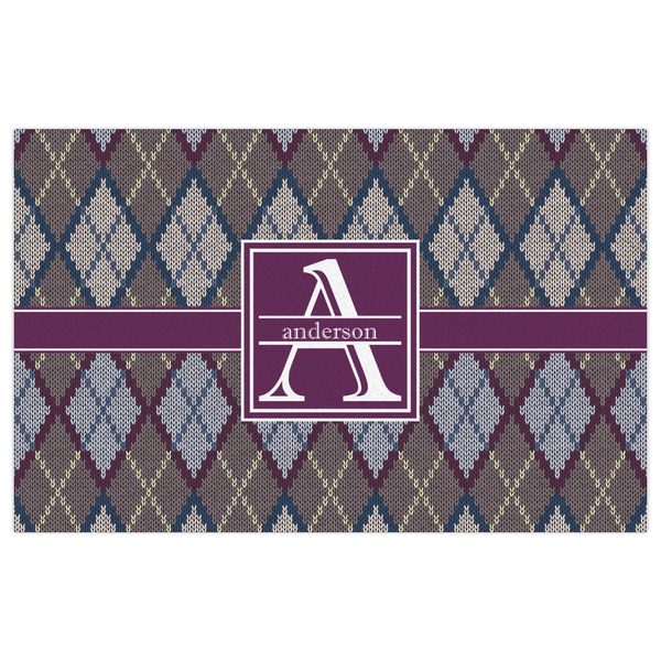 Knit Argyle Indoor / Outdoor Rug - 5'x8' - Front Flat