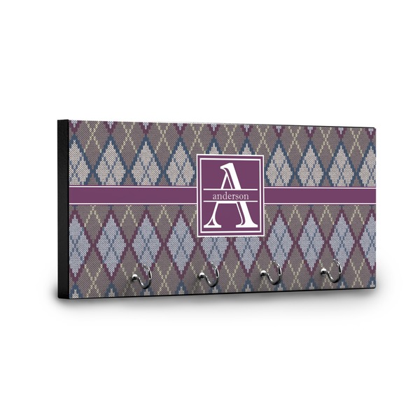 Knit Argyle Key Hanger - Front View with Hooks