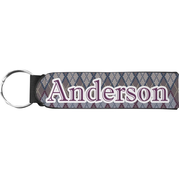 Custom Knit Argyle Neoprene Keychain Fob (Personalized)