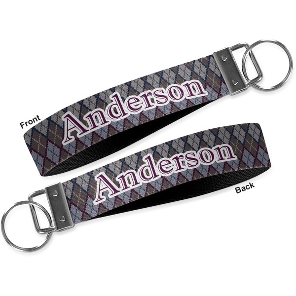 Knit Argyle Key-chain - Metal and Nylon - Front and Back