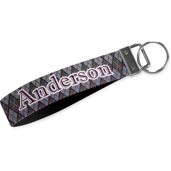 Custom Knit Argyle Wristlet Webbing Keychain Fob (Personalized)