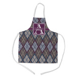 Knit Argyle Kid's Apron w/ Name and Initial