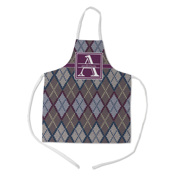 Custom Knit Argyle Kid's Apron w/ Name and Initial