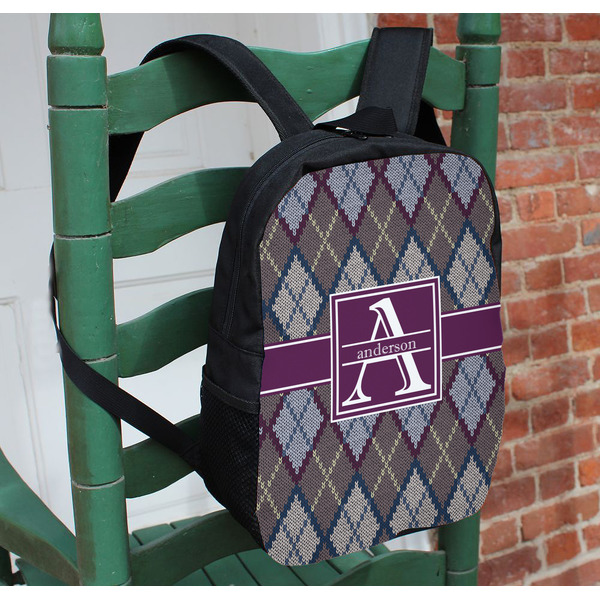 Knit Argyle Kids Backpack - In Context