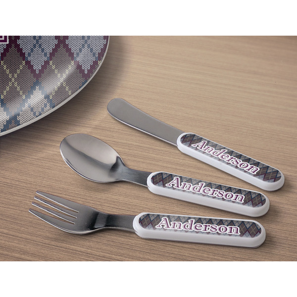 Knit Argyle Kids Flatware w/ Plate