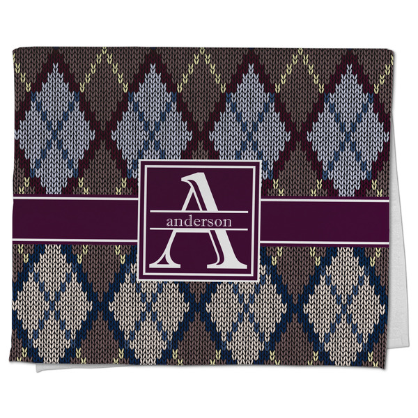 Custom Knit Argyle Kitchen Towel - Poly Cotton w/ Name and Initial